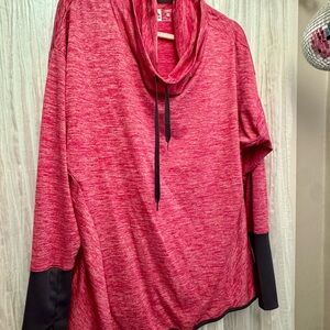 Pink Cowl Neck Pullover with gray Accents